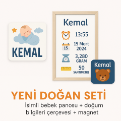 Yeni Doğan Seti (Pano + Çerçeveli Baskı + Magnet)